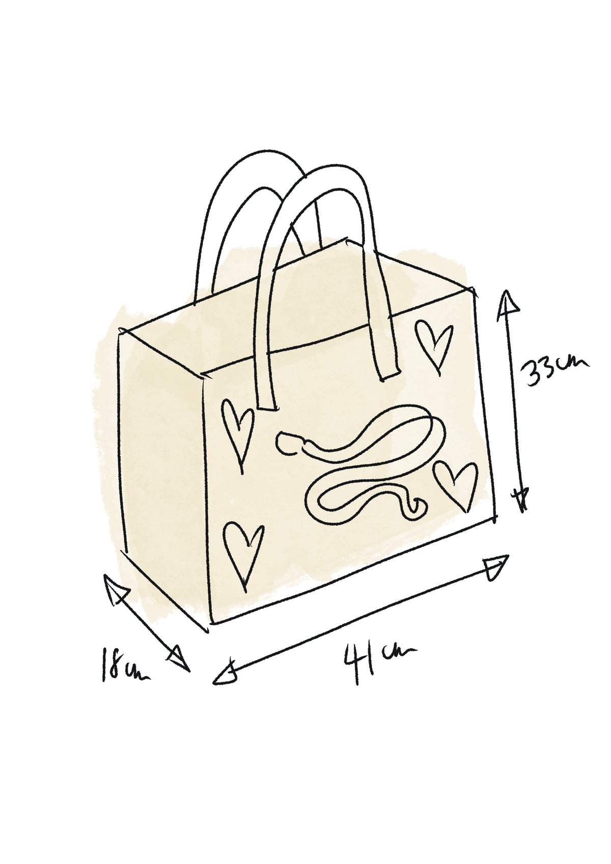 Handpainted *Bird & Snake* Beach Shopping Canvas Bag