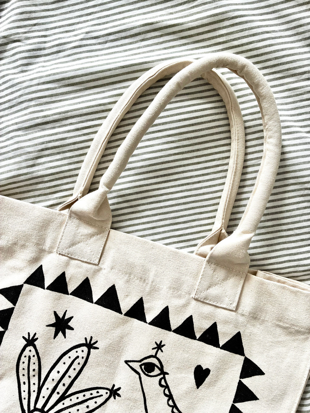Handpainted *Bird & Snake* Beach Shopping Canvas Bag