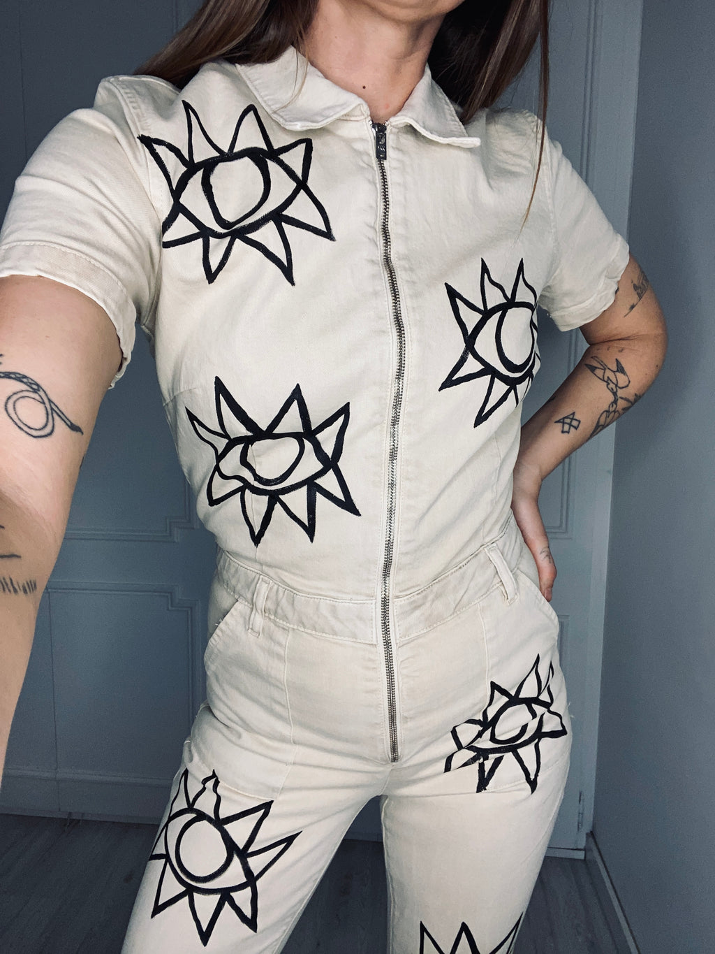 Hand painted *Yoko Eye* Jumpsuit