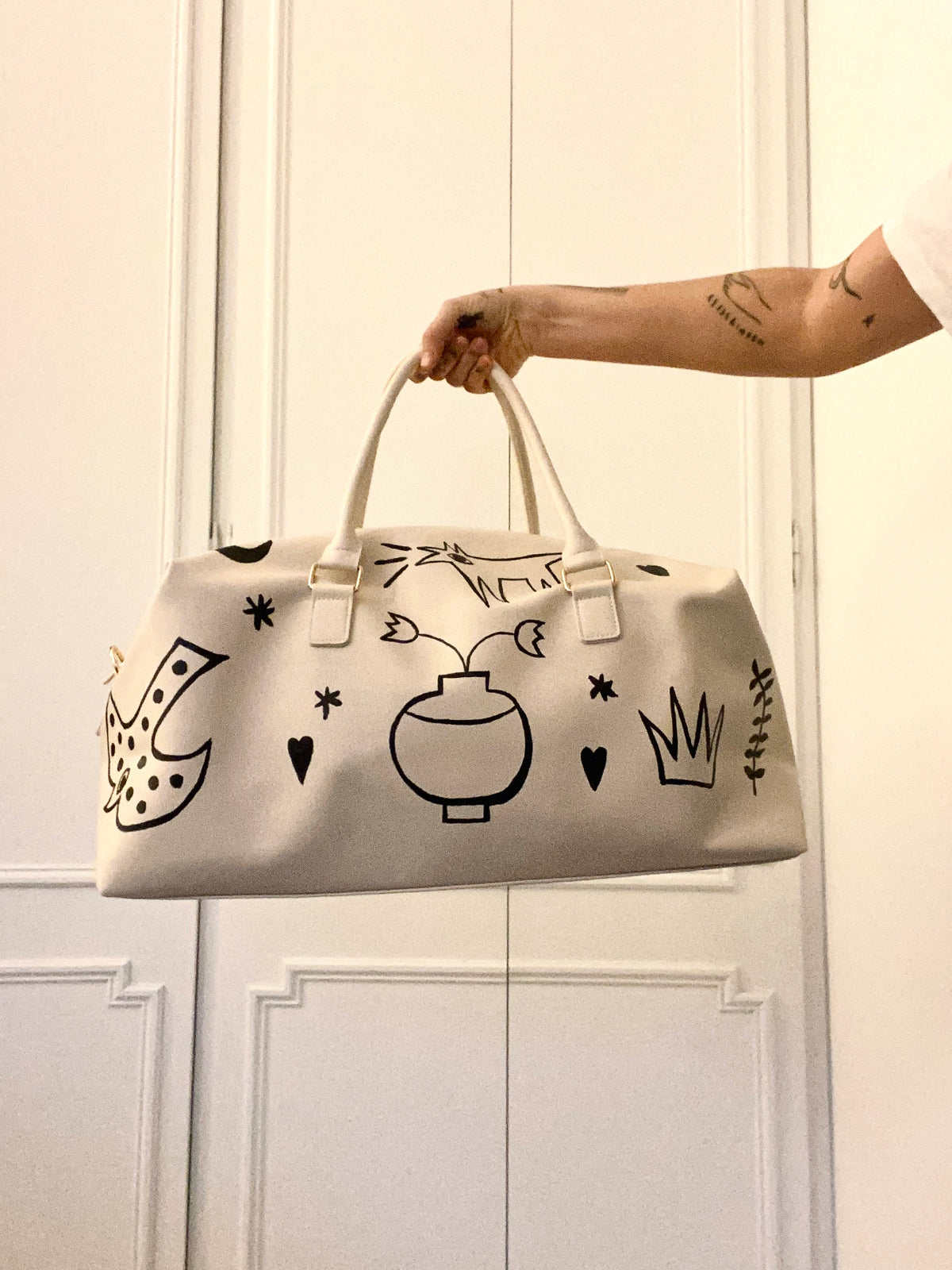 Hand painted hold-all weekend bag