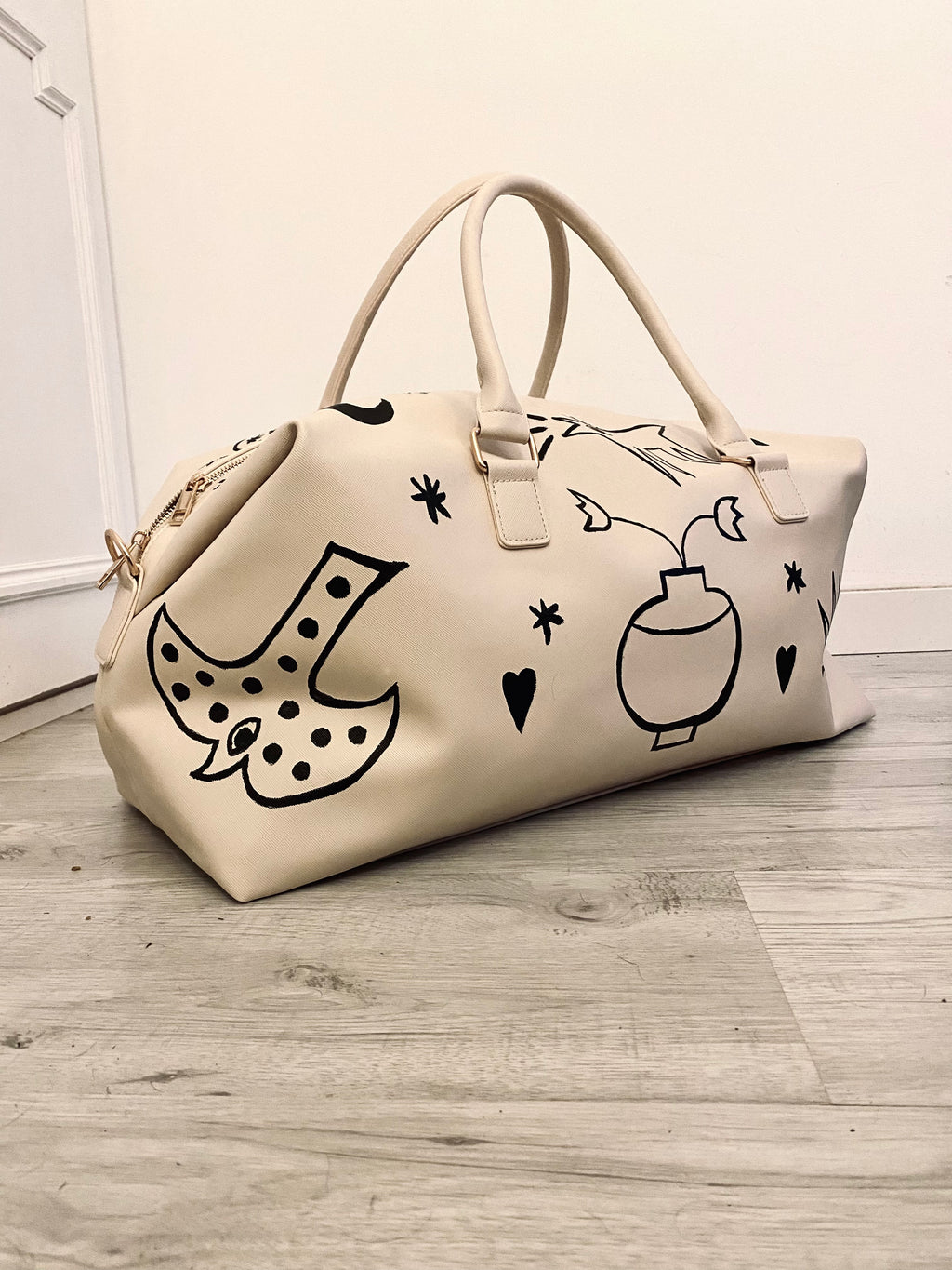 Hand painted hold-all weekend bag