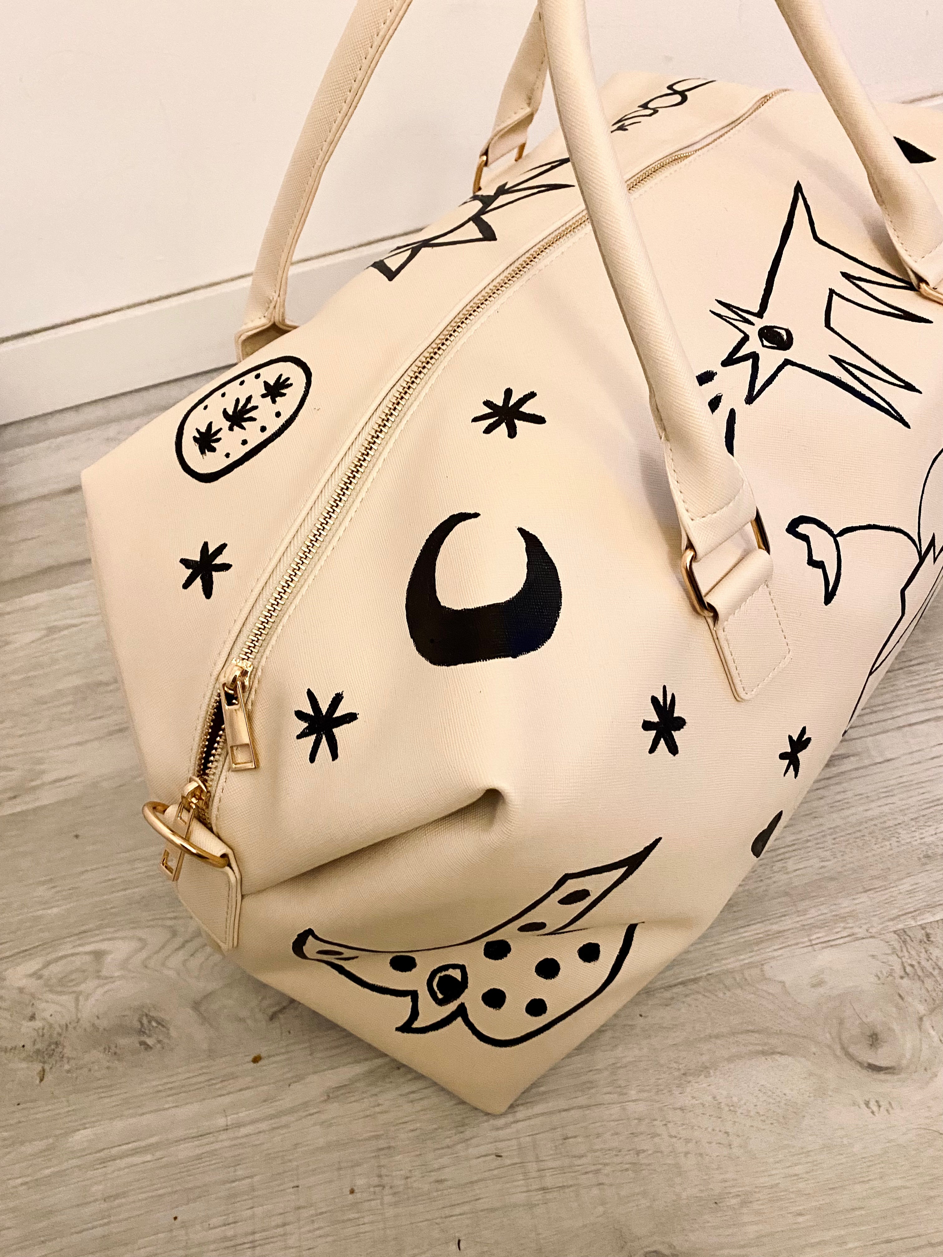 Hand painted hold-all weekend bag