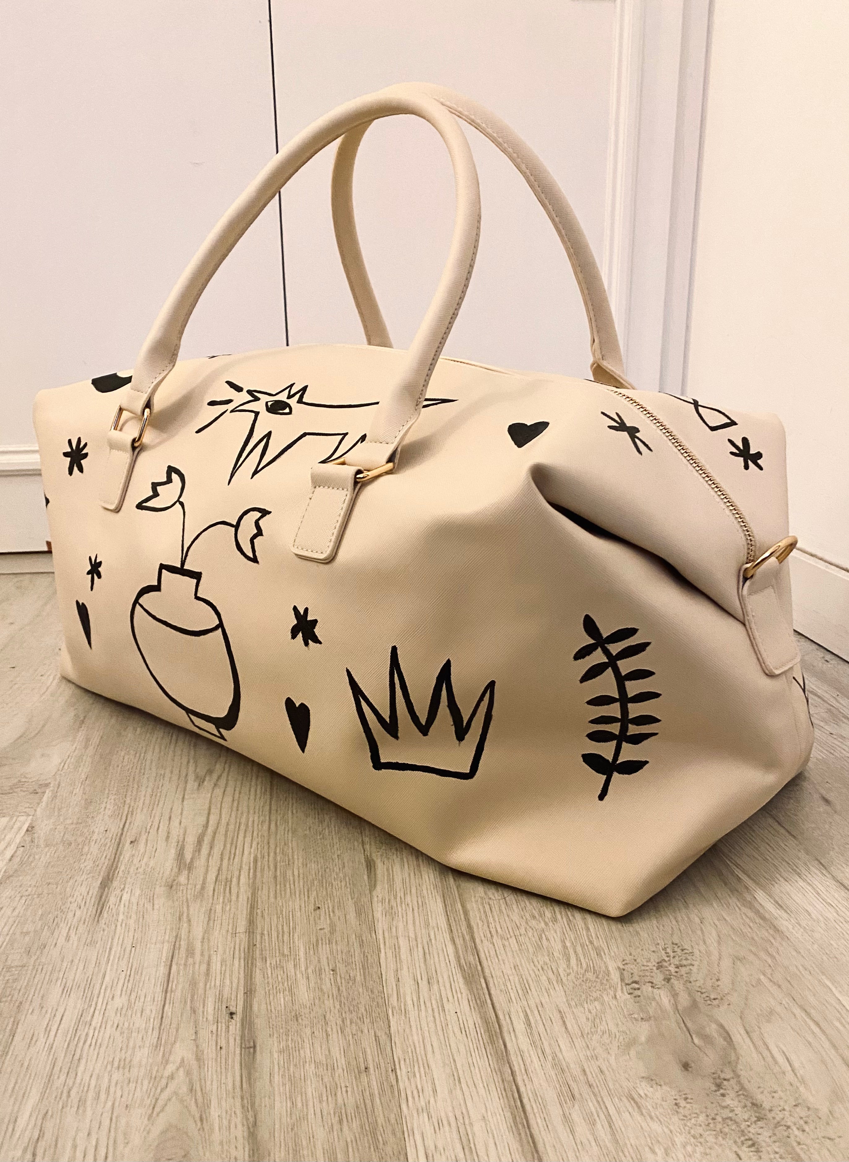 Hand painted hold-all weekend bag