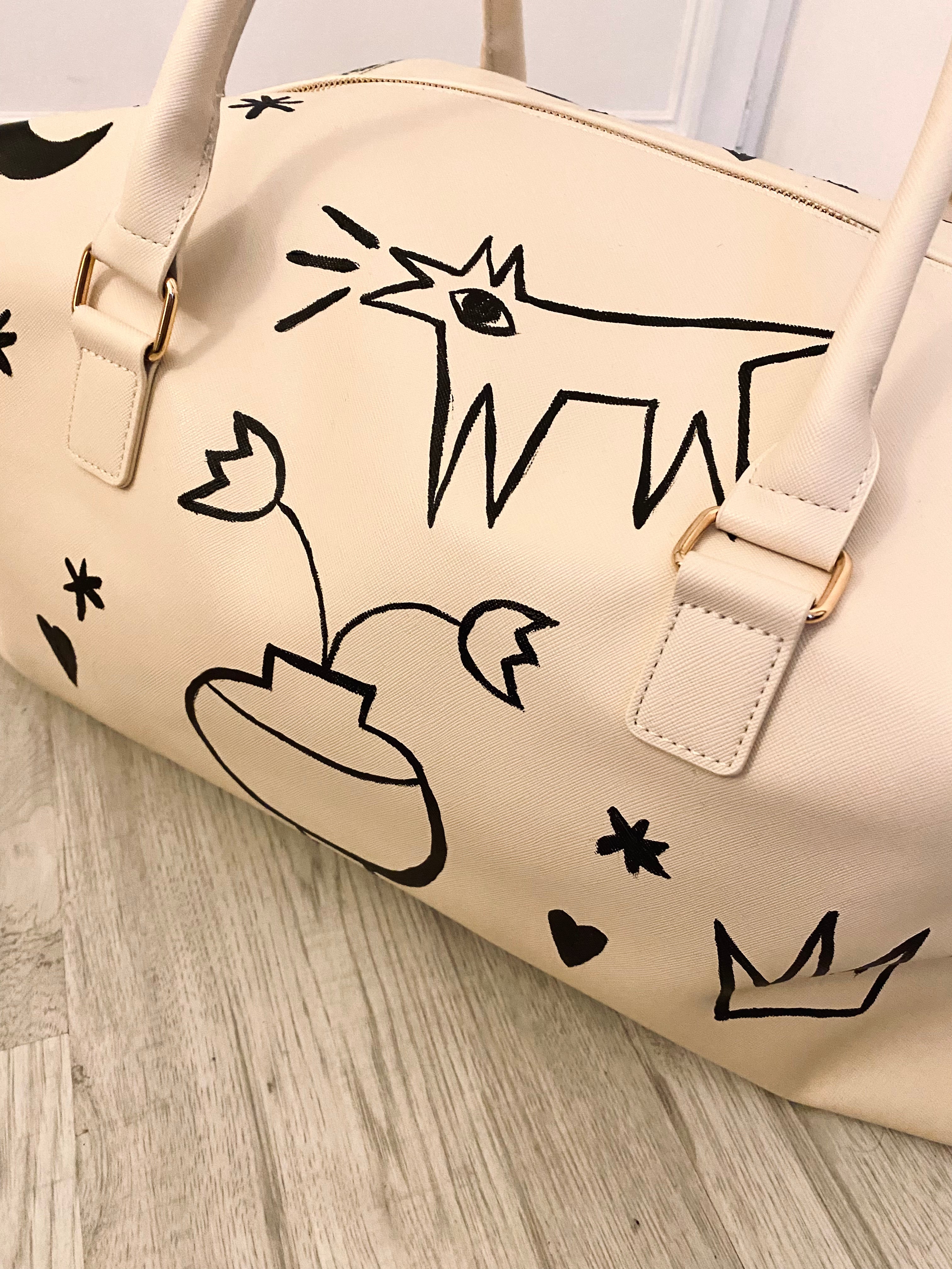 Hand painted hold-all weekend bag