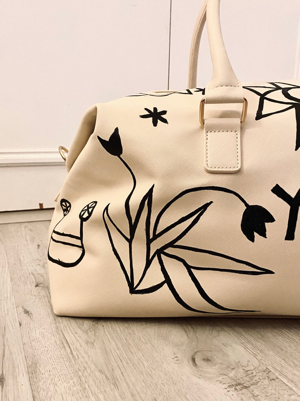 Hand painted hold-all weekend bag