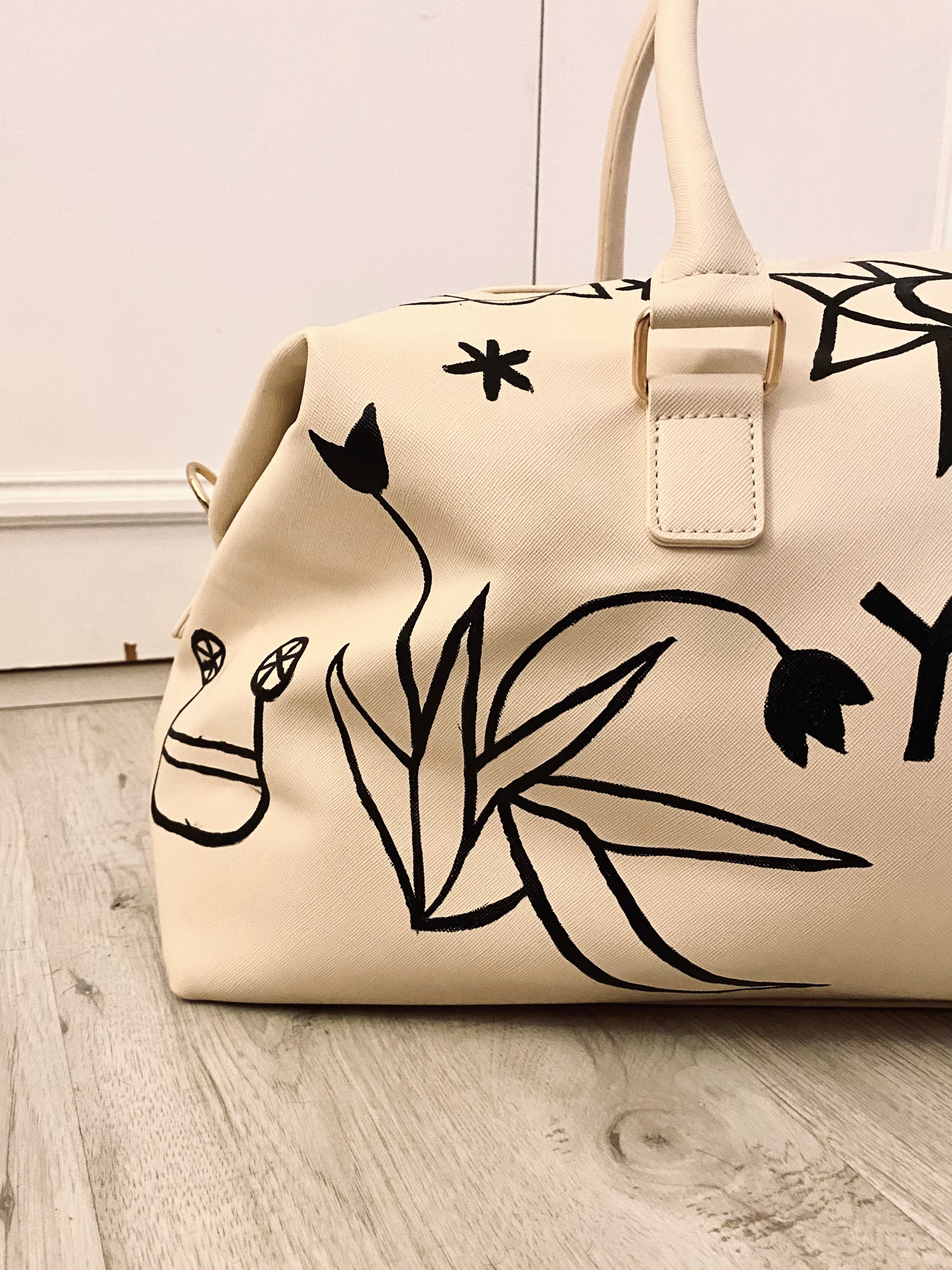 Hand painted hold-all weekend bag