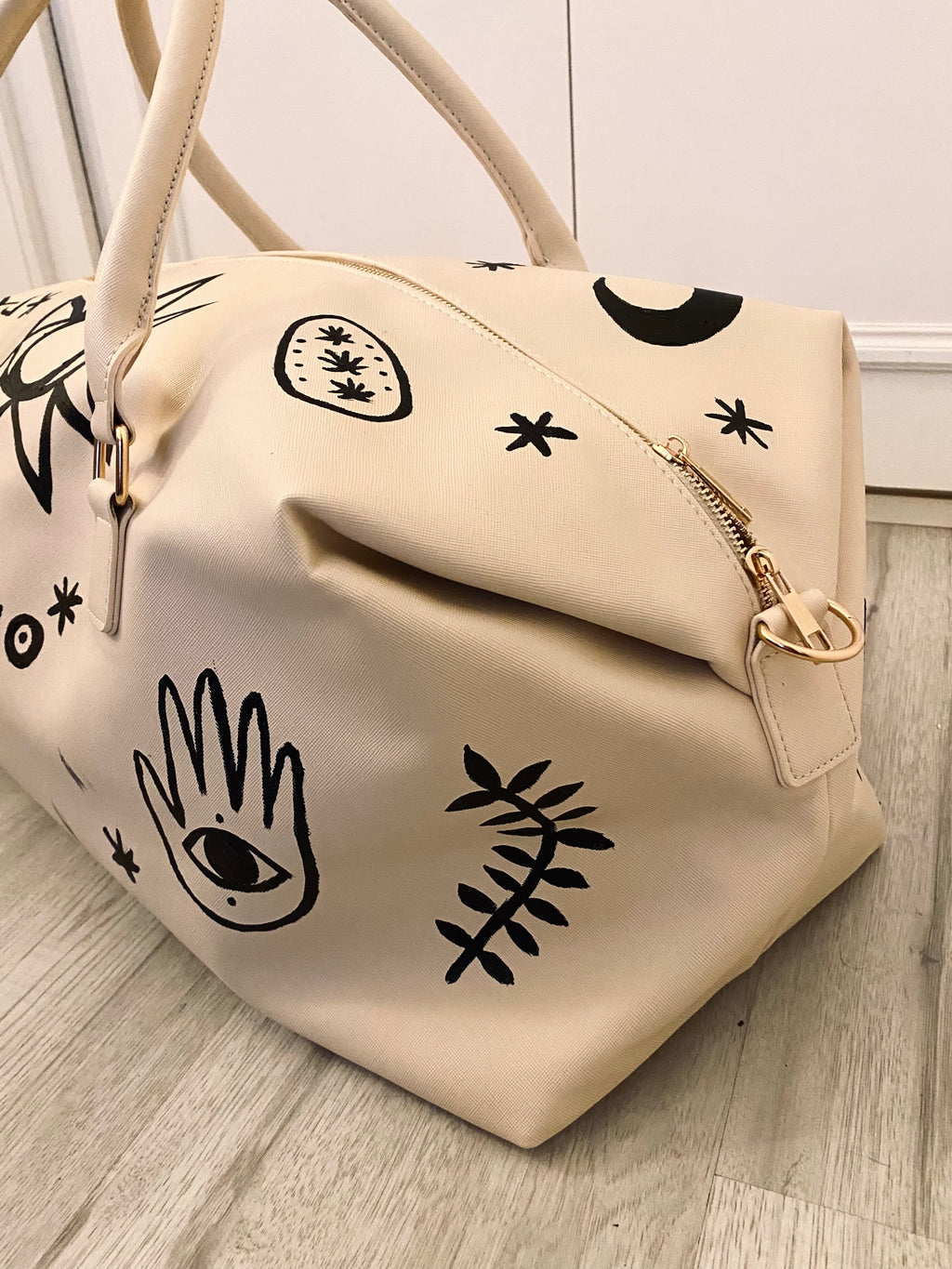 Hand painted hold-all weekend bag