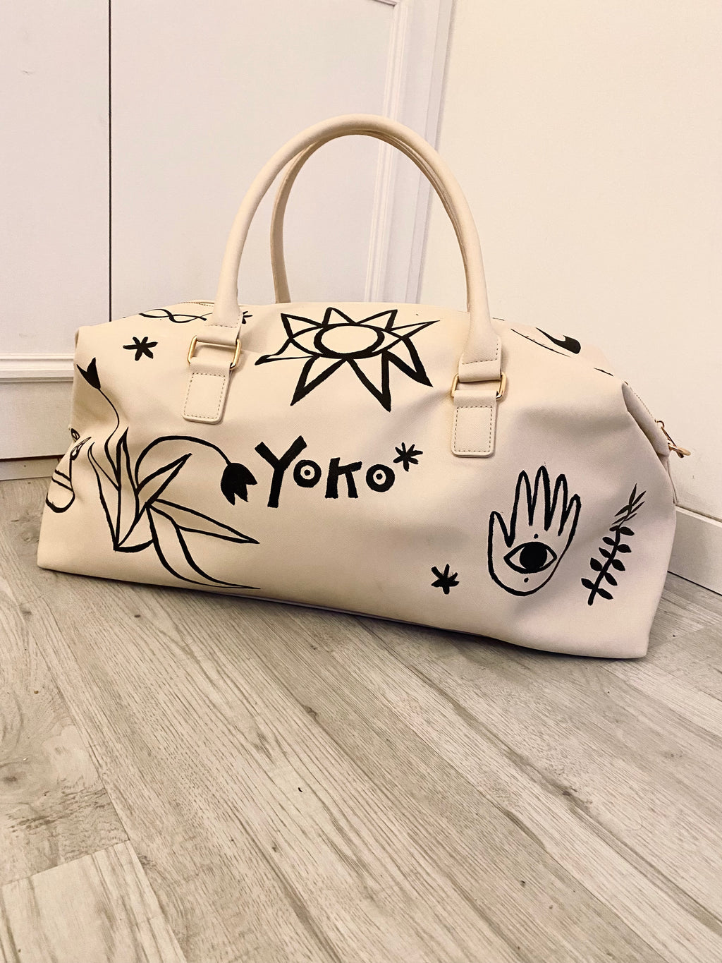Hand painted hold-all weekend bag
