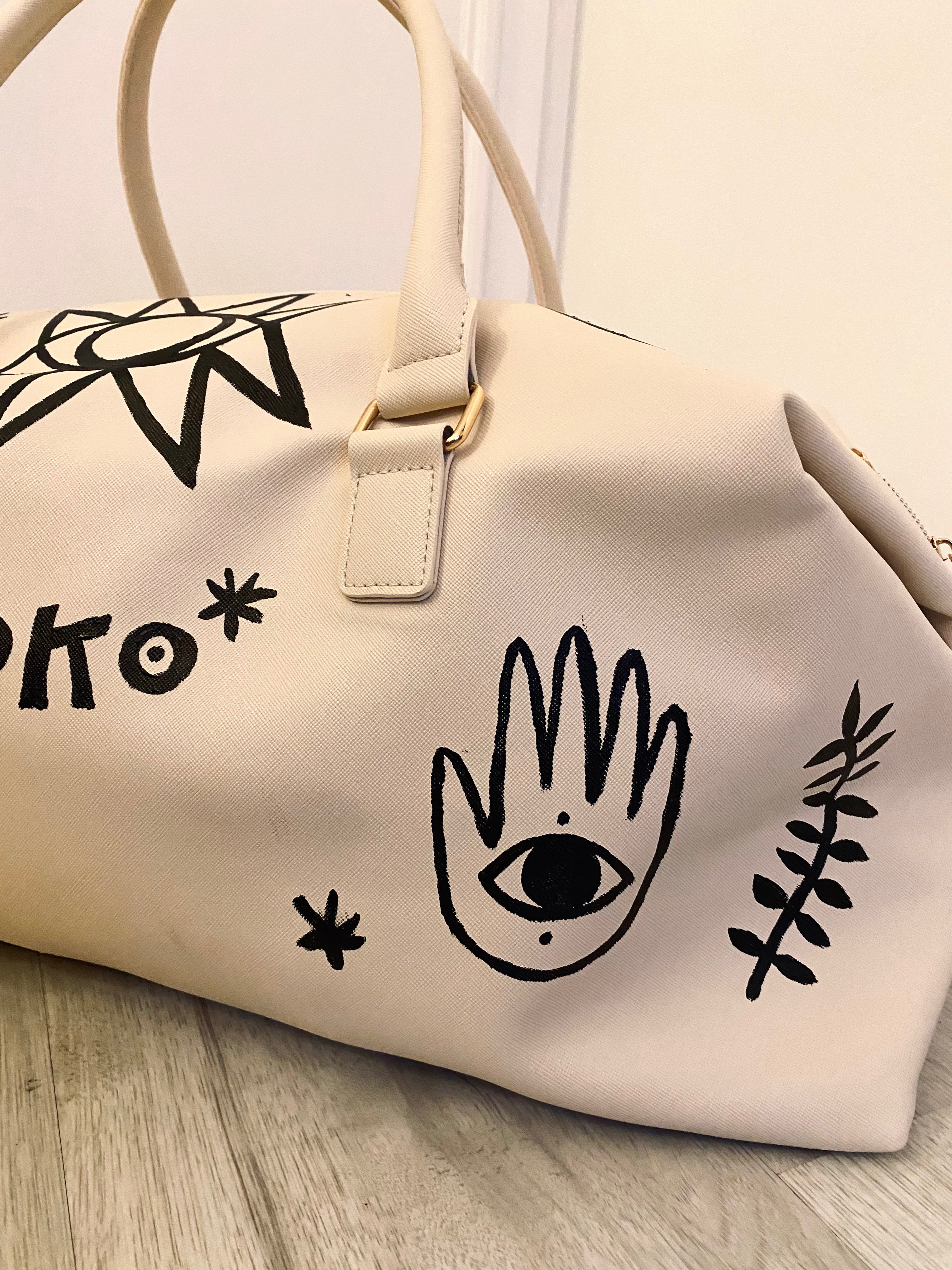Hand painted hold-all weekend bag