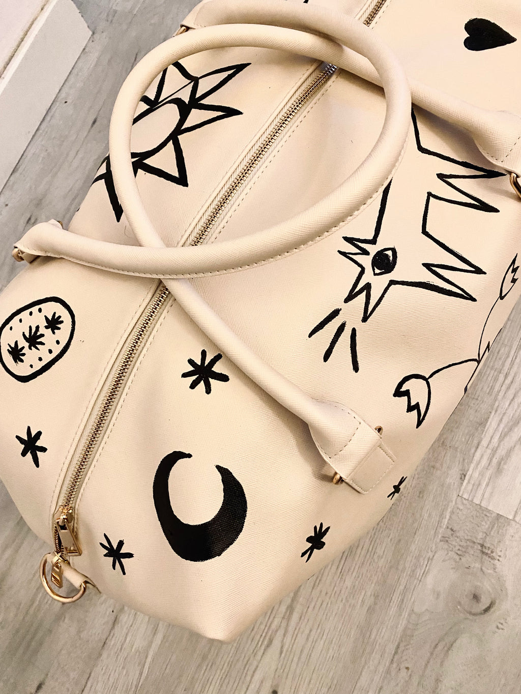 Hand painted hold-all weekend bag