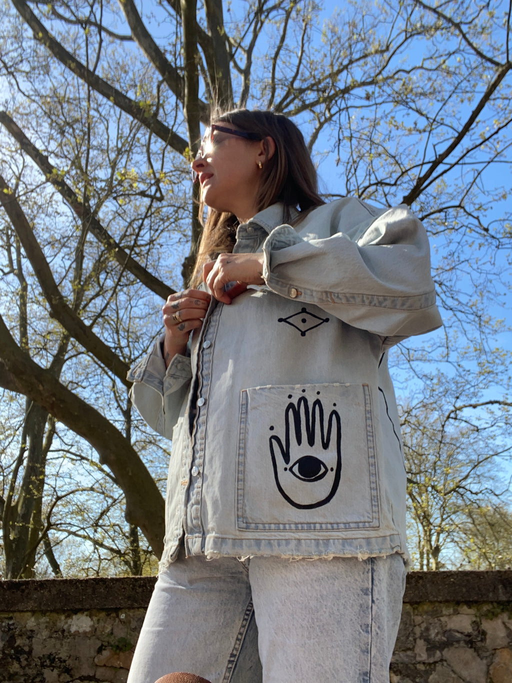Hand painted 2 face denim jacket