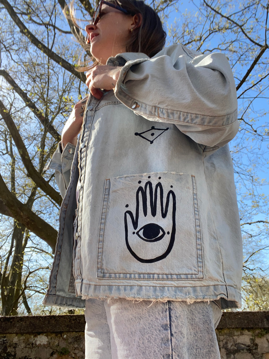 Hand painted 2 face denim jacket