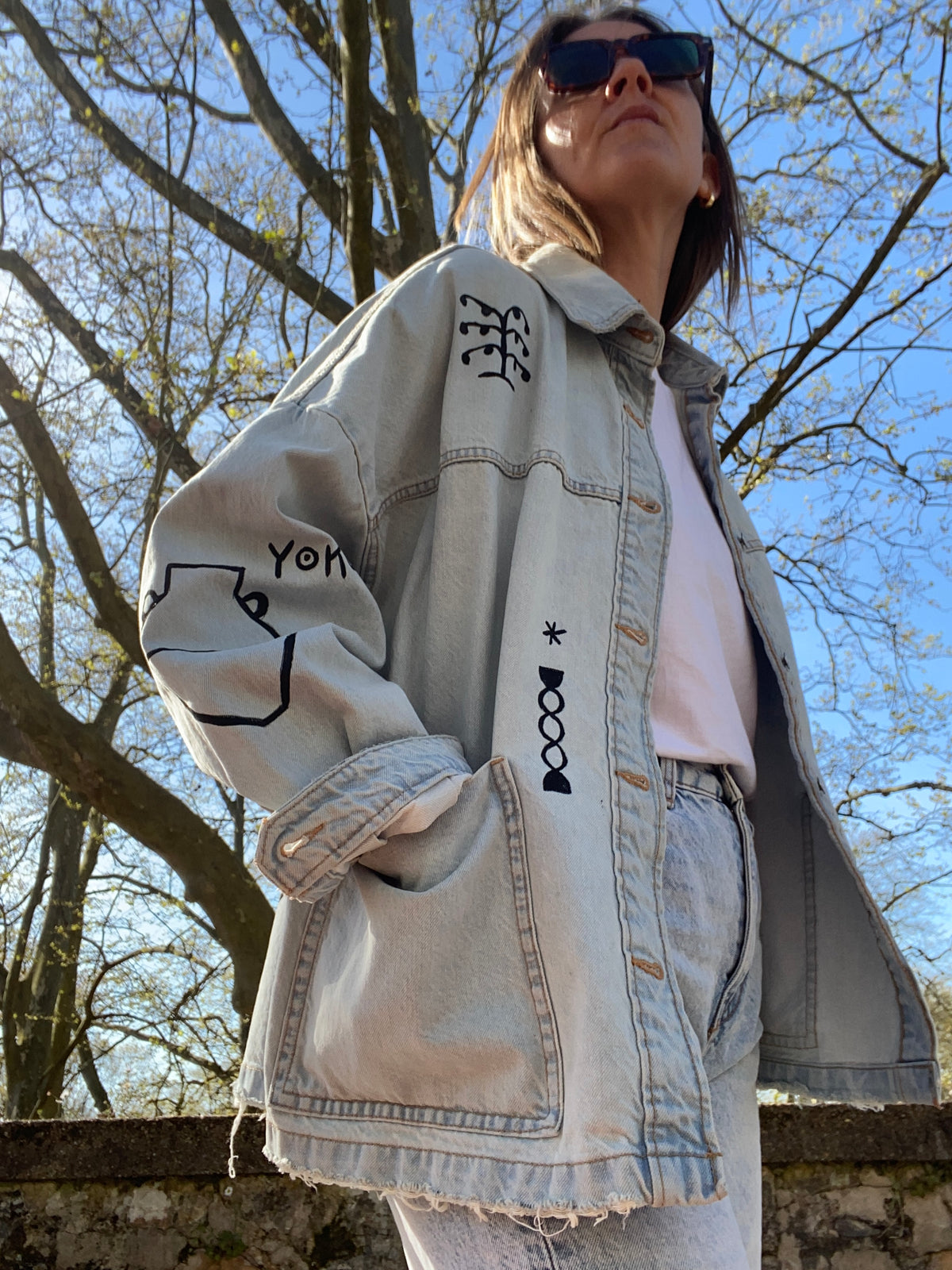 Hand painted 2 face denim jacket