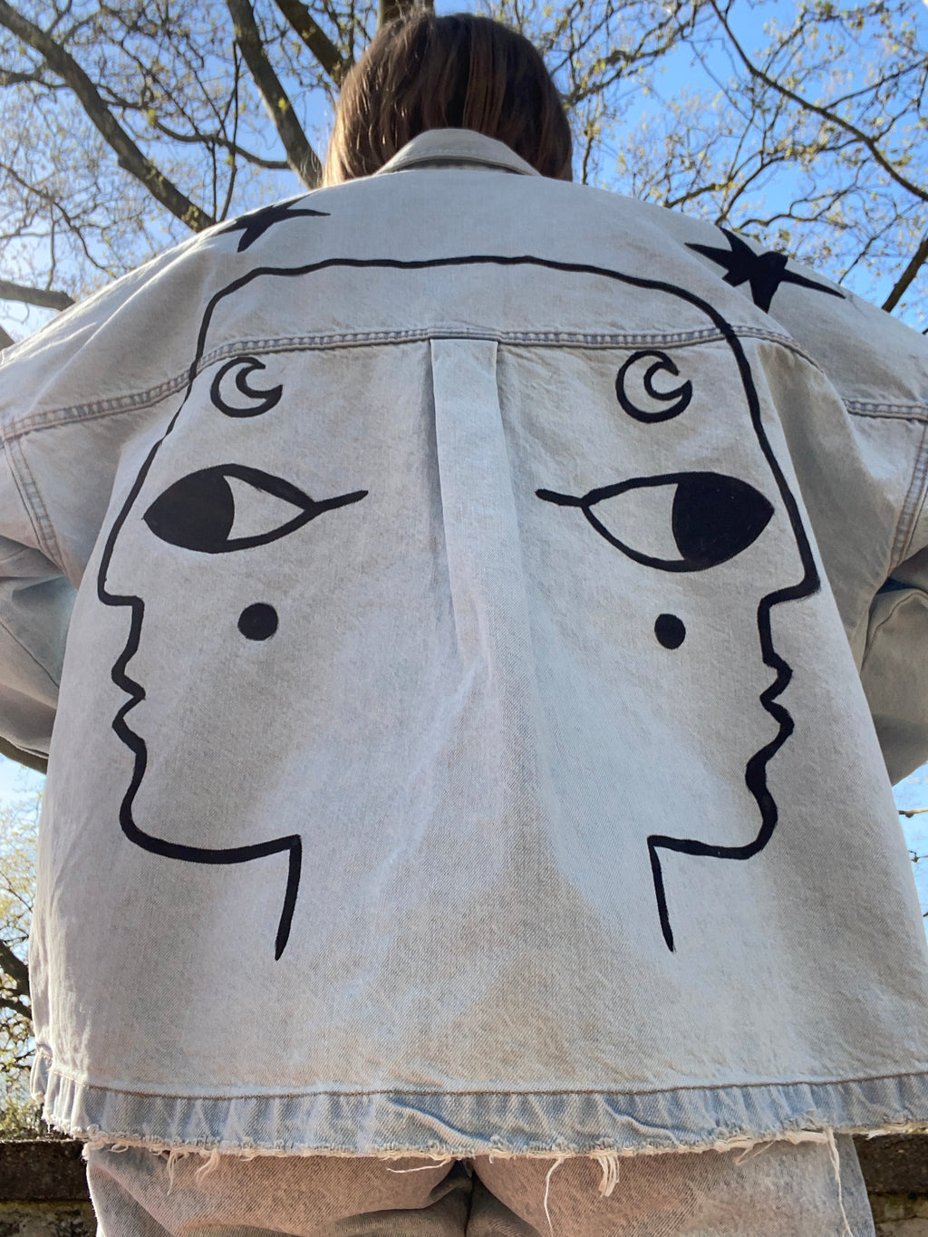 Hand painted 2 face denim jacket