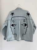 Hand painted 2 face denim jacket
