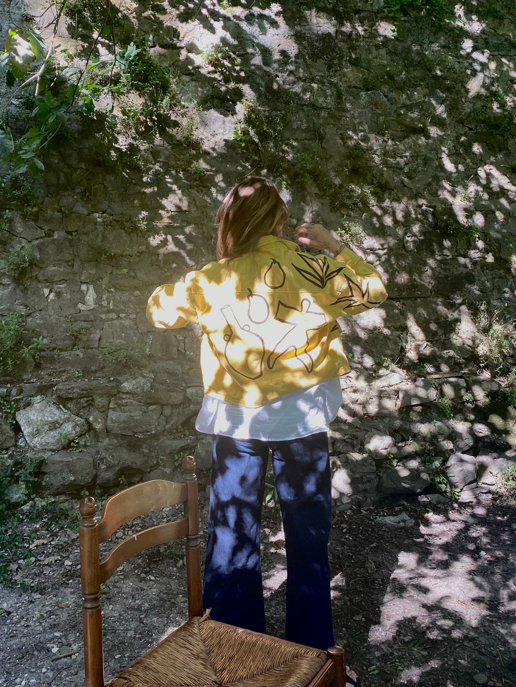 Yellow *Pears & vase* vintage jacket