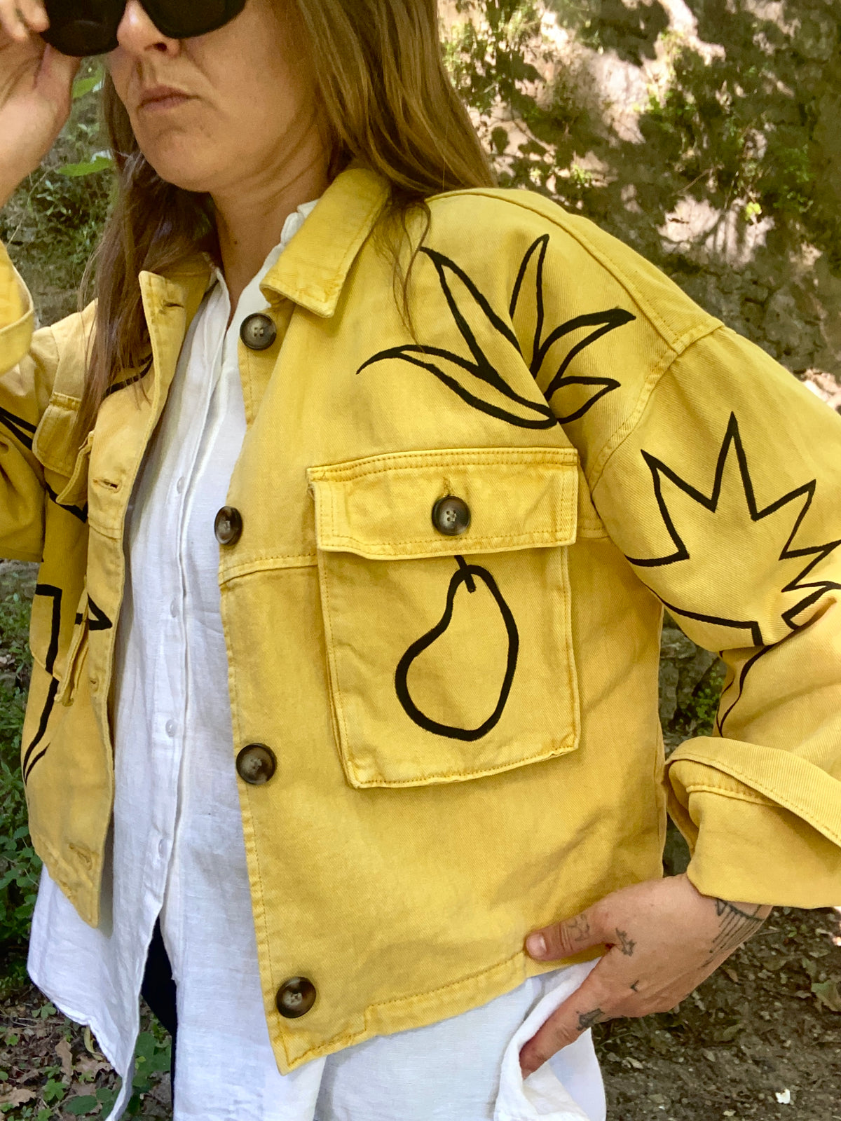 Yellow *Pears & vase* vintage jacket