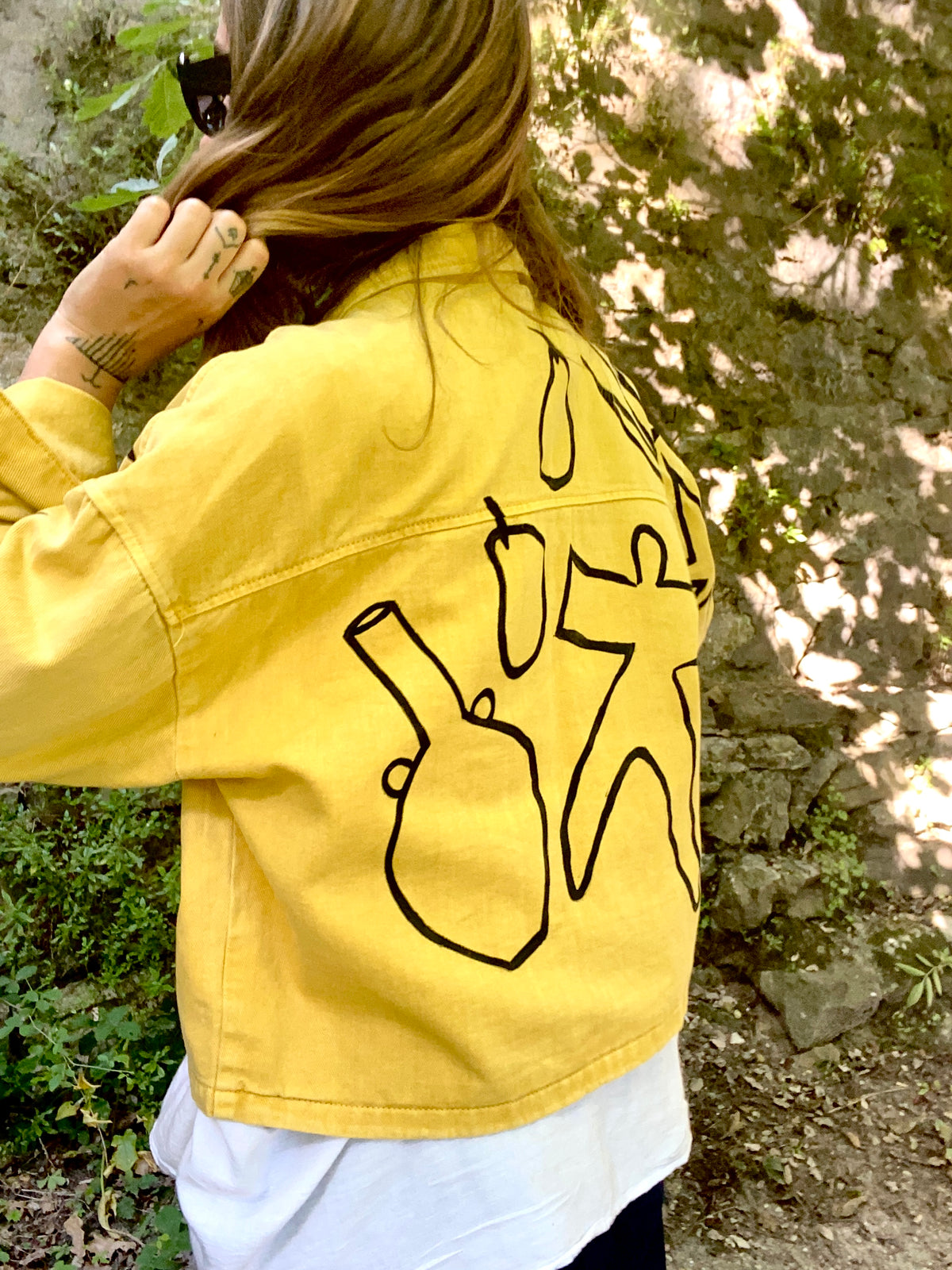 Yellow *Pears & vase* vintage jacket