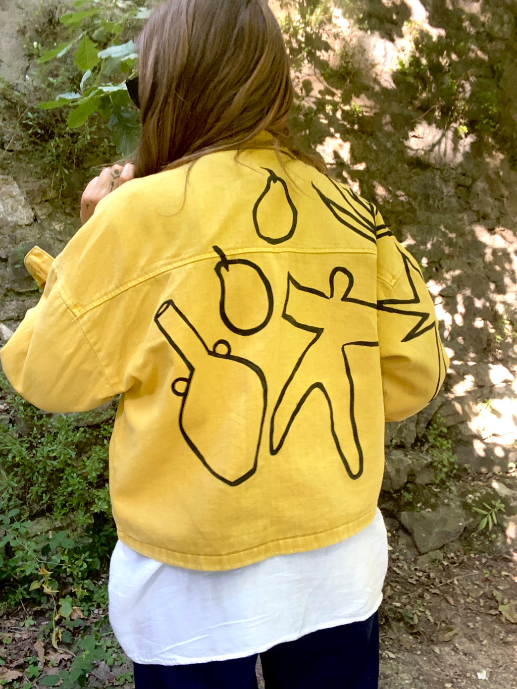 Yellow *Pears & vase* vintage jacket