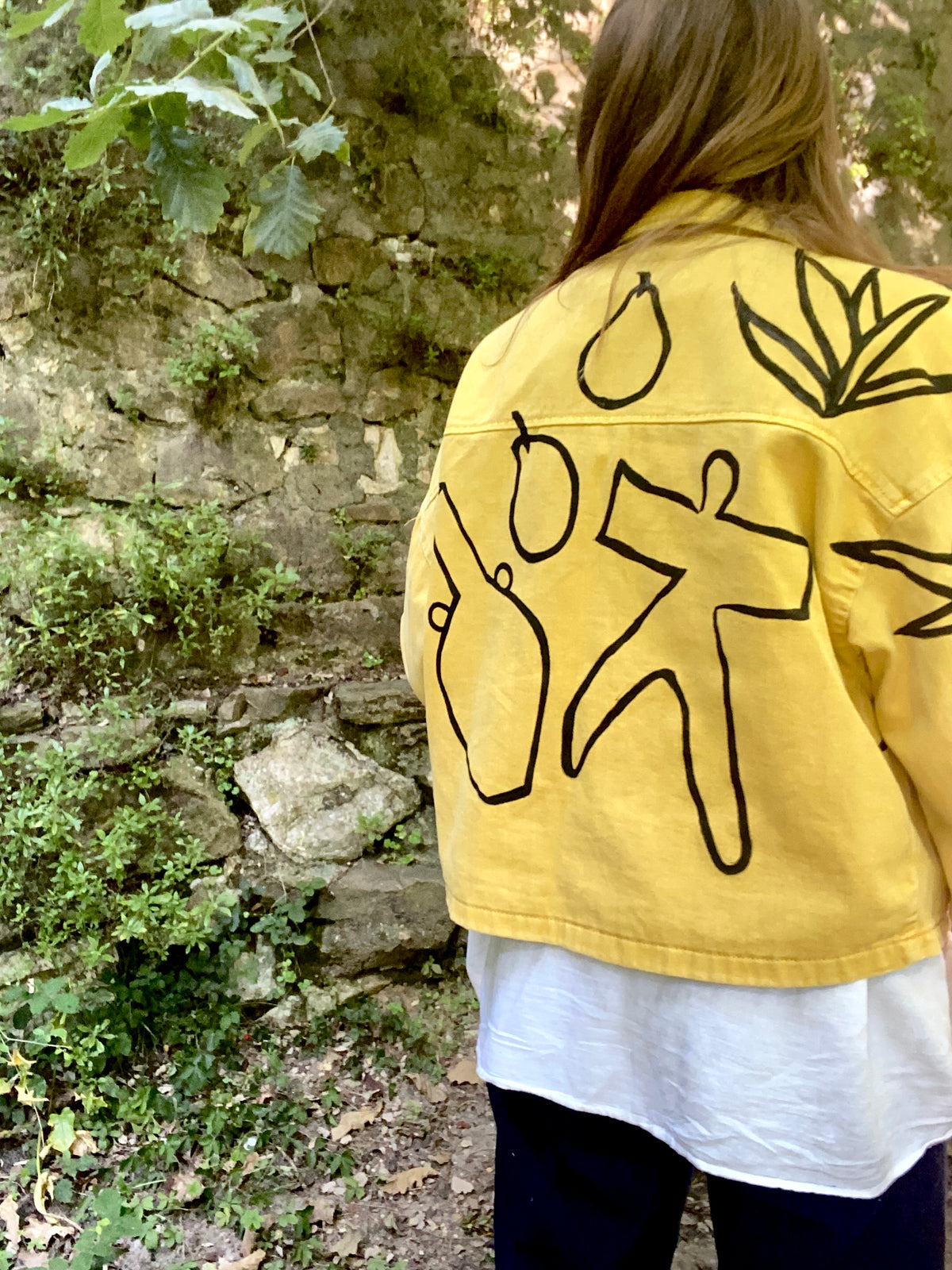 Yellow *Pears & vase* vintage jacket