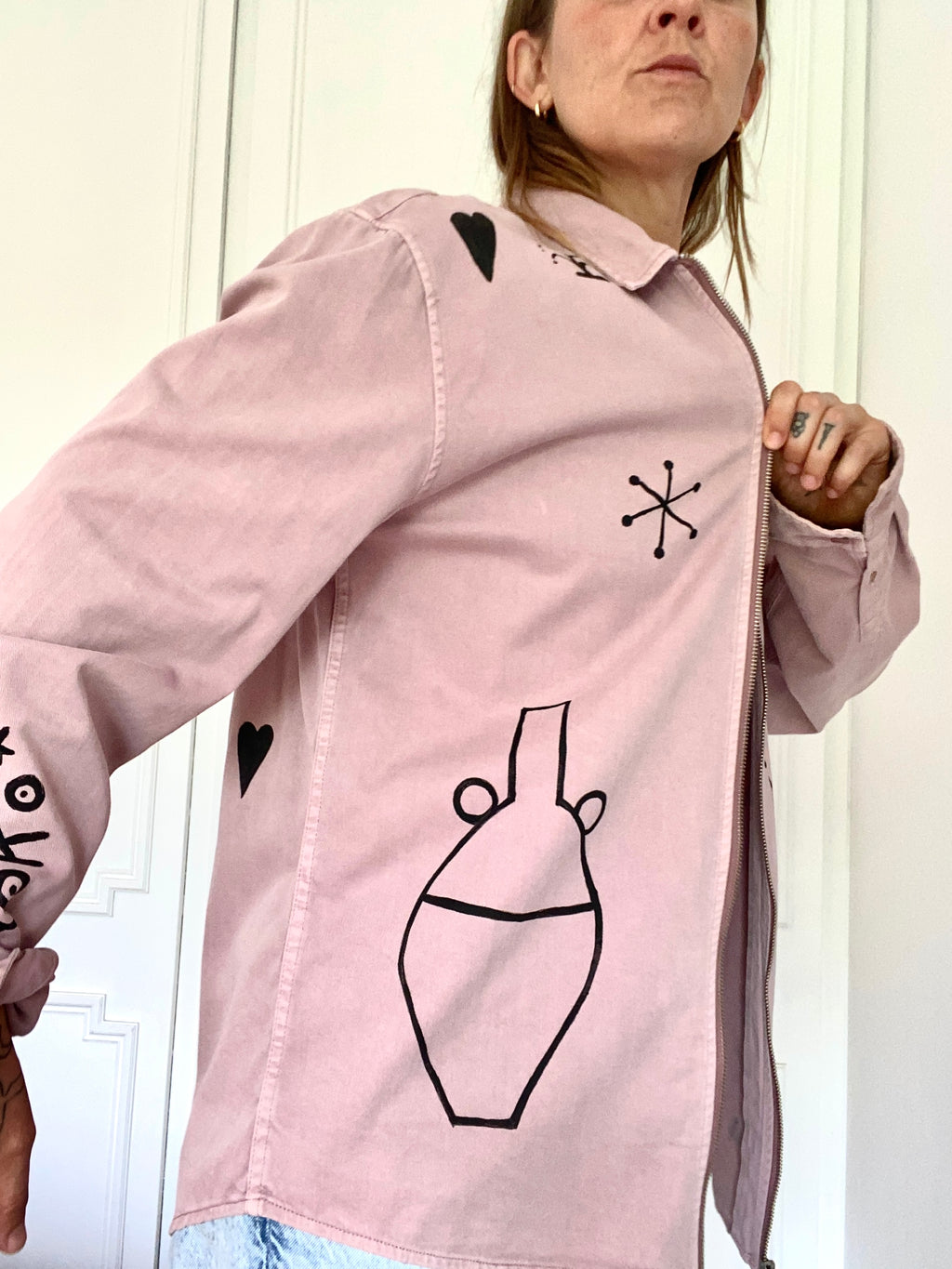 Hand painted *Hand Eye* jacket