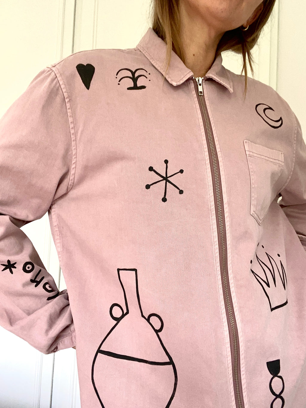 Hand painted *Hand Eye* jacket