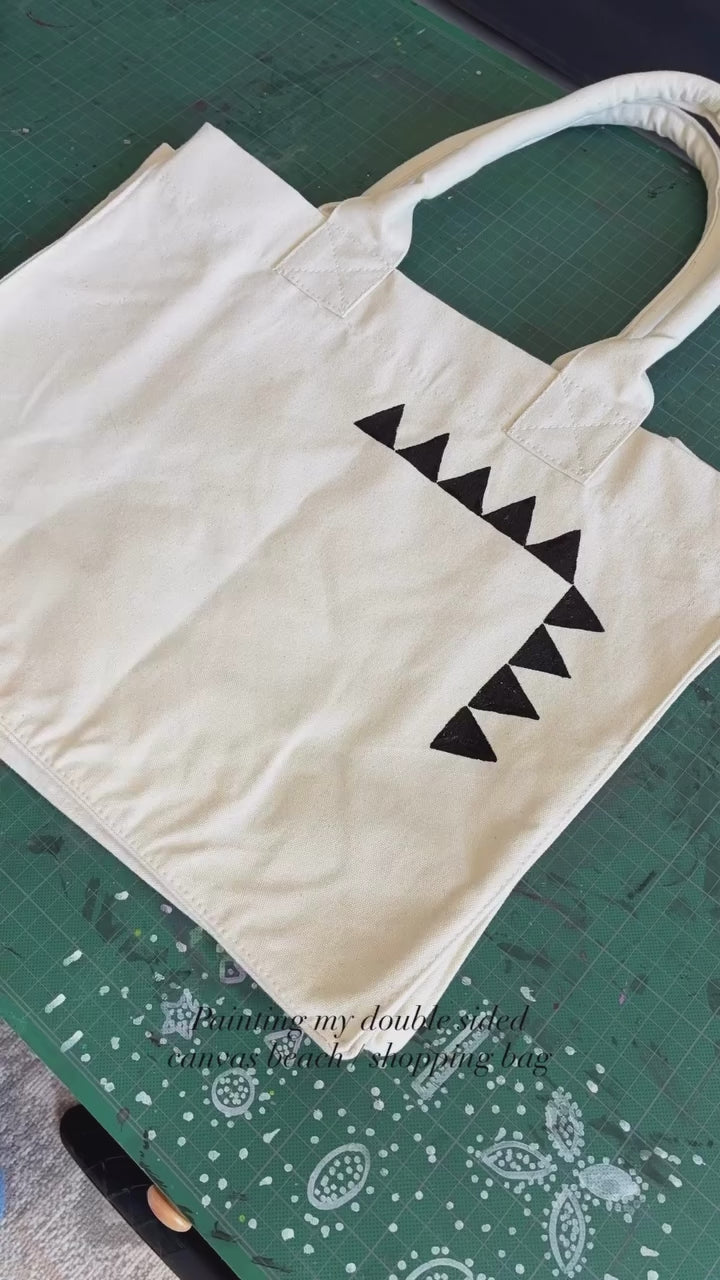 Handpainted *Bird & Snake* Beach Shopping Canvas Bag